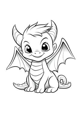 cute dragon black white 