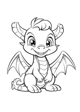 cute dragon black white 