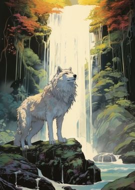 A Wolf at The Waterfall