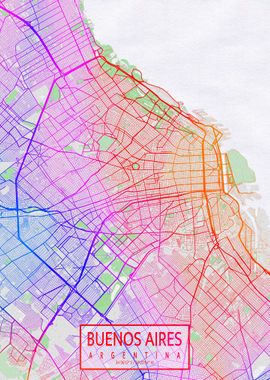 Buenos Aires Map Colorful