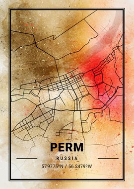 Perm Ara Watercolor Map