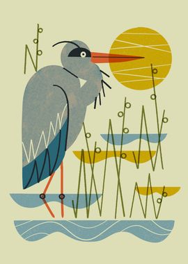 Heron Among Reeds