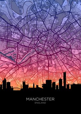 Manchester Skyline Map