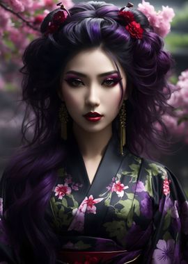 japanese vintage imagery - kimono girl - Geisha - Sakura blossom - Kyoto |  Poster