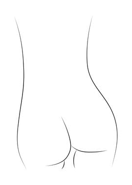 Nude Girl Ass Line Art