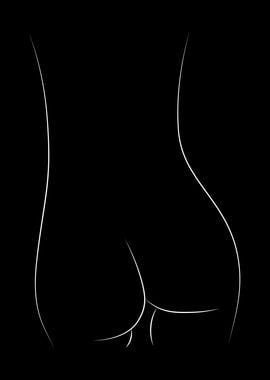 Naked Woman Ass Line Art