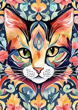 Colorful Kitty Portrait