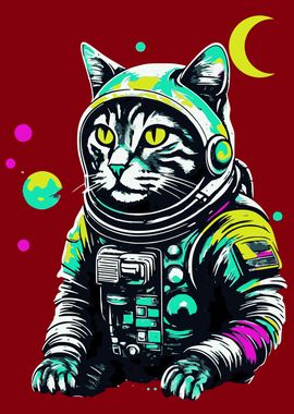 CAT ASTRONAUT RED