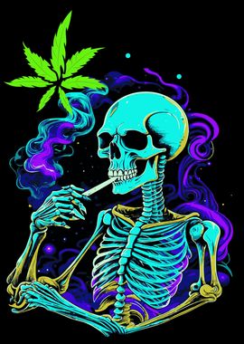 'SKELETON SMOKING' Poster, picture, metal print, paint by Atomic ...