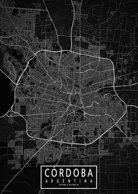 Cordoba City Map Dark