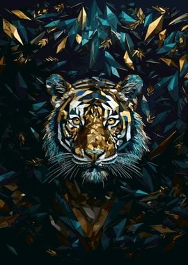 Blue Geometry Tiger