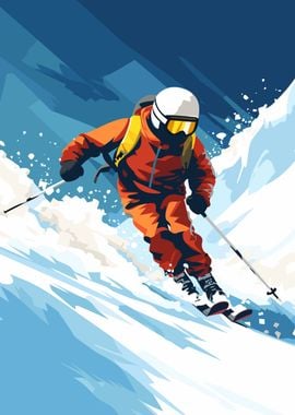 Shredding Snow Retro Ski