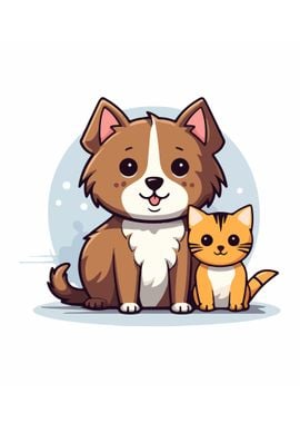 Dog and Cat Illustration