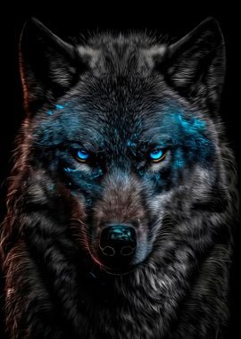 'black Wolf blue eyes ' Poster, picture, metal print, paint by mk ...