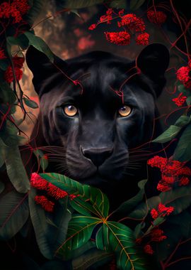  Black panther red flowers