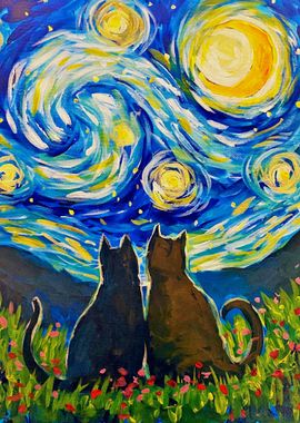 Starry Night Cat