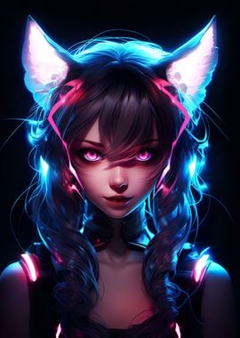 Cat Girl Blue Neon Manga