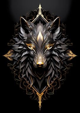 Wild Black Golden Wolf