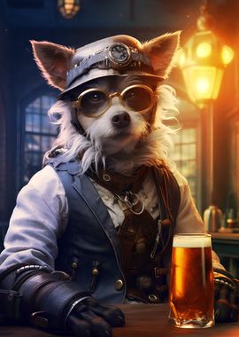 Steampunk Funny Dog Drink