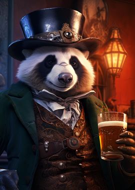 Panda Steampunk Drinking