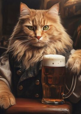 Funny Cat Beer Drink