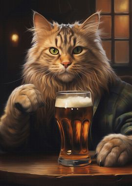 Funny Cat Beer Drink