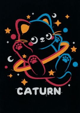 Caturn embroidery patch