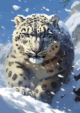 Snow Leopard Wild Cat Art