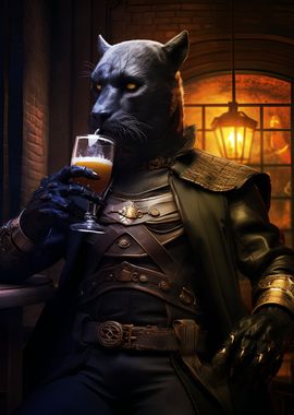 black Panther Drinking