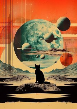 Midcentury Space Cat Black