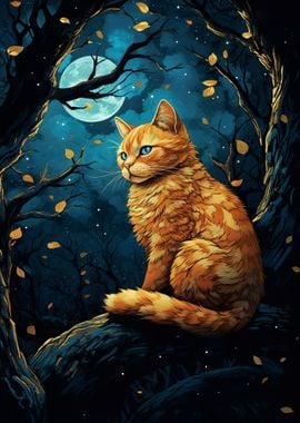 Orange Cat In Forest