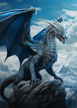 Blue Dragon on Mountain