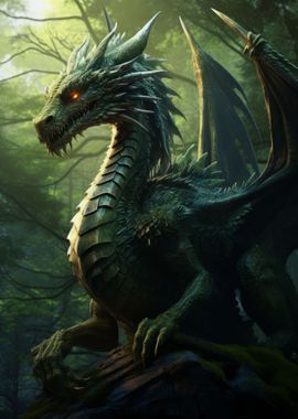 Green Dragon in Forest