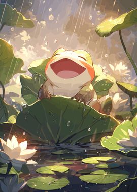 frog laughing in the rain