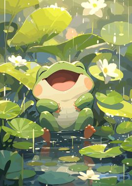 frog laughing in the rain