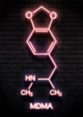 neon MDMA chemical poster