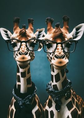 Cute twin Giraffes