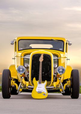 Vintage Car and Guitar