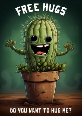 Funny Ugly Cactus Free Hug