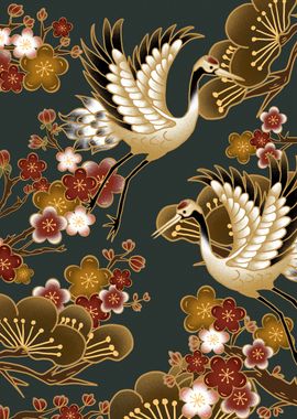 GOLDEN JAPANESE CRANES ORI