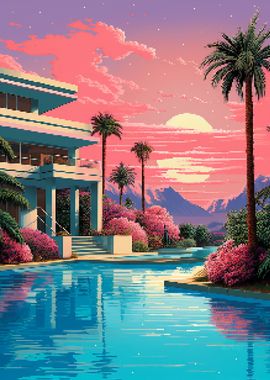 Tropical Mansion Pixel Art