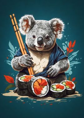 Koalas and sushi vintage