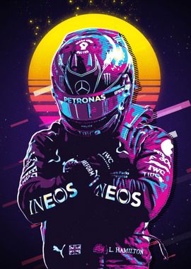 Driver Lewis Retro Poster