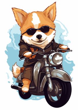 Dog Riding Illustration