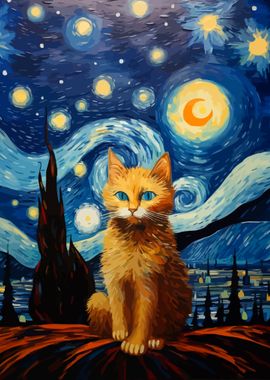 Starry Night Cat 