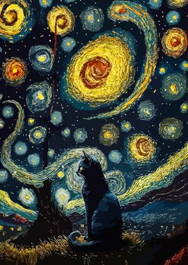 Starry Night Cat 