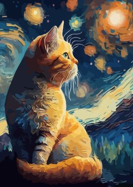 Starry Night Cat 