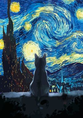 Starry Night Cat 