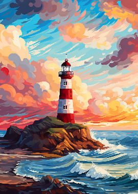 Lighthouse Evening Pixel