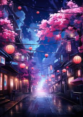 Neon sakura blossom Street